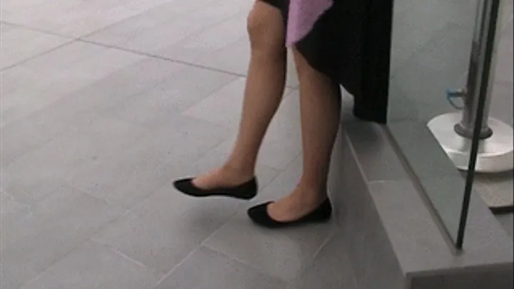 Black suede flats & nylons ~ Dipping @ mall