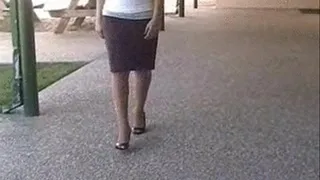 High heels dipping on concrete