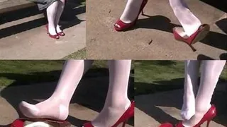 Red patent peep toes - At the lake shoeplay - Part 1 of 2