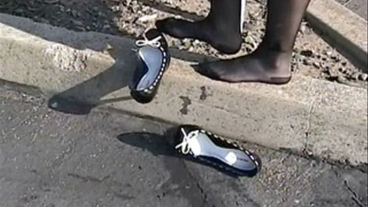 Black & white peep toe heels - The airport parking lot