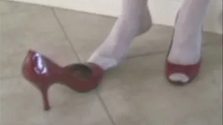 Red Peep Toes & white RHT stockings