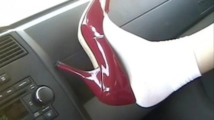 Red peep toes & White bobby sox - Commuting