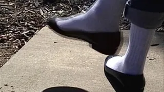 Low Cut black flats & white socks