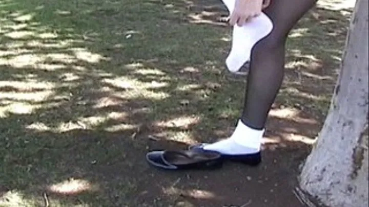 Black patent flats with white bobby sox - At the lake