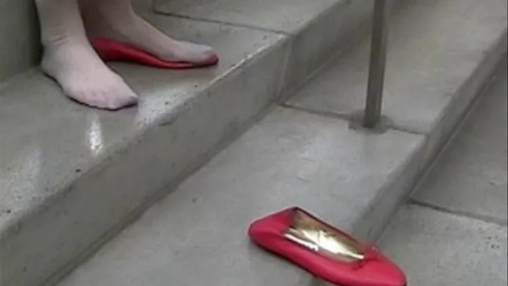 Red Escada ballerinas - Crushed coming down the steps