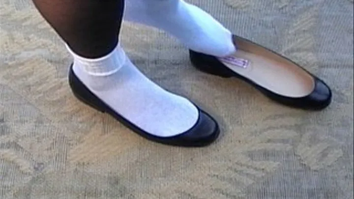 Black flats and white socks