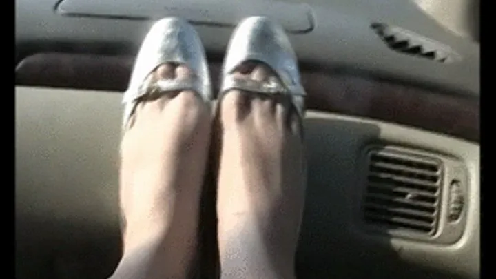 J Crew silver flats ~ Toe play in the car