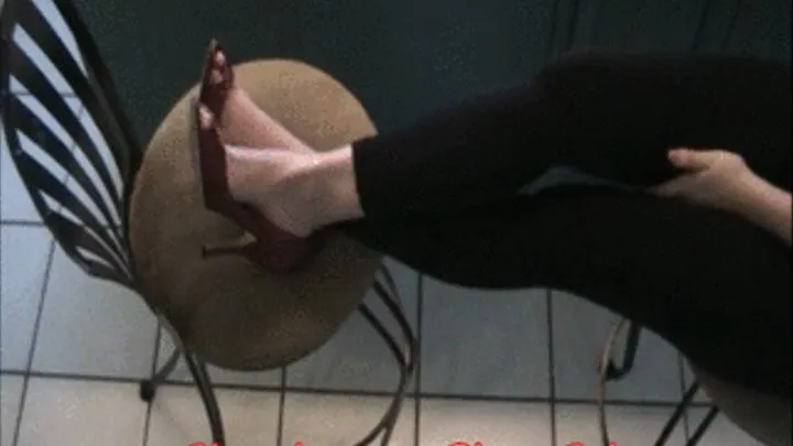 Cum on feet & red peep toe high heels