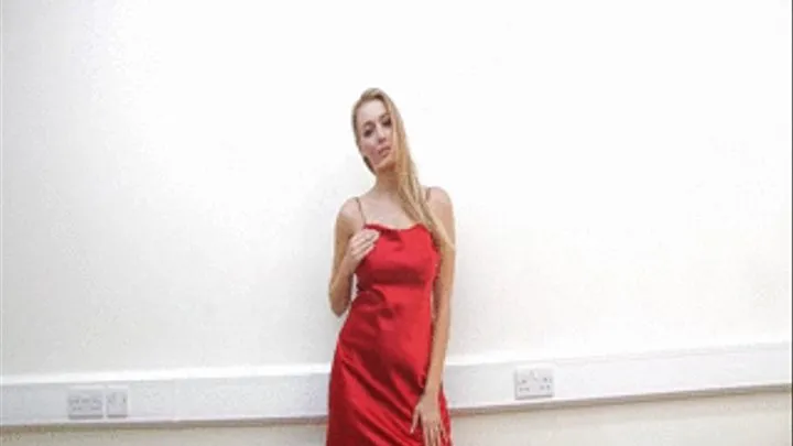 SSF Hayley Marie in a sexy red evening gowned. Satin blowing