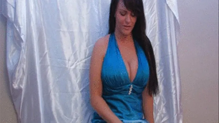 SSF Charley G in a sexy blue evening gowned. Satin blowing