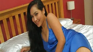 SSF Amy Latina is totally in love with satin as she rools around on her satin covered bed