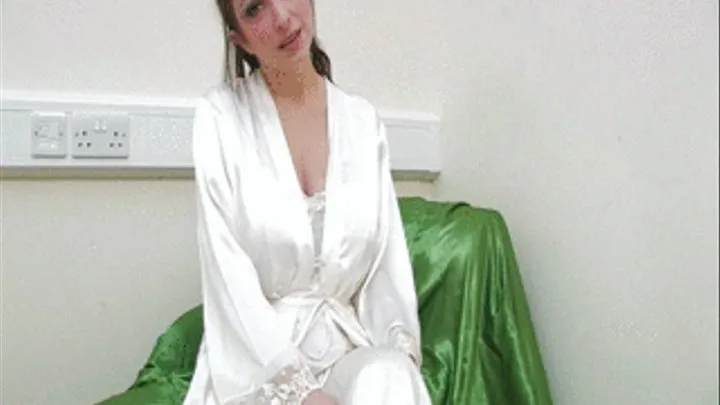 SSF611 Gem Lou in a white satin chemi and robe looking hot just for you