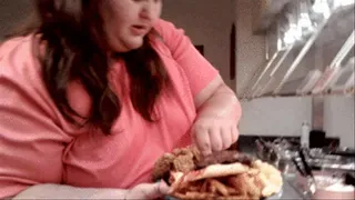 Fattie Stuffs her Face at the Buffet