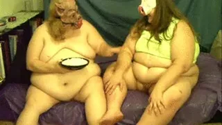 SSBBW Pigs feed each other!