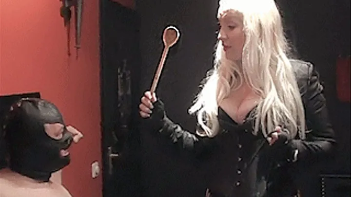 Leather domme 2   Brutal wooden spoons. (full movie)