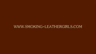 Lara 11 - Shiny Leatherlady Smoking in a Car