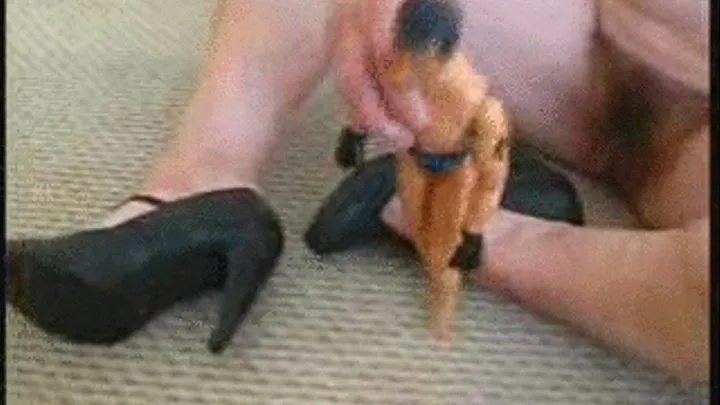 Crushes action figure in her leg