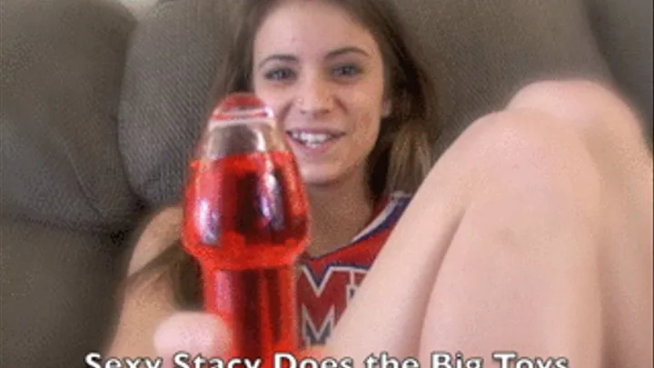 18Y/O Cheerleader Stacy Shows us the Big Toy she wants to do & Her Sopping Spankies!