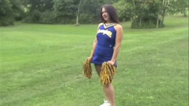 College Cheerleader Mandy Peels Off Her Bloomers Outdoors & Shows Her Pussy!