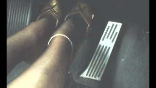 very fast driving in her 4inch gold/brown high heel pumps on the motorway part1