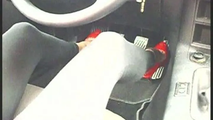 she is fast driving in her 5inch peep toe sling pumpspart2