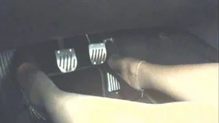 driving in 5inch samt high heels and pantyhose