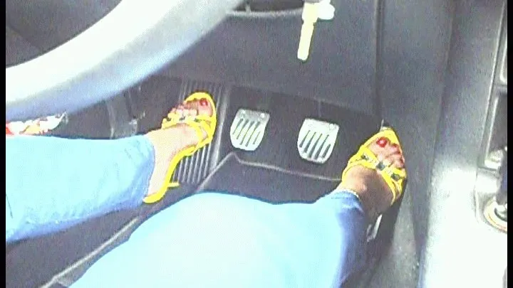 fast driving in her yellow 4inch mules part2