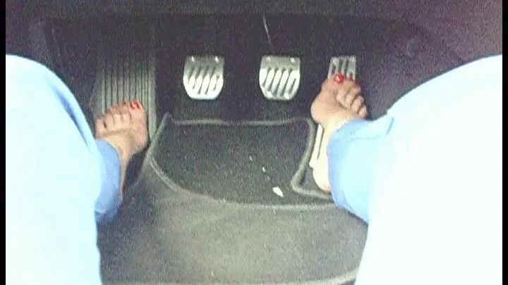 driving in her 4inch mules and later barefoot