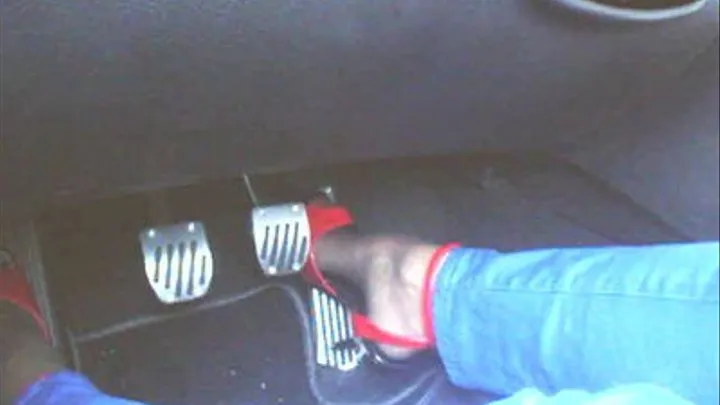 driving in red/black 4inch pleasure sandals part1