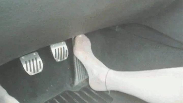 driving in white pantyhose part1