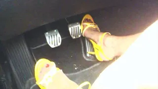 fast driving in yellow stiletto sandals part2