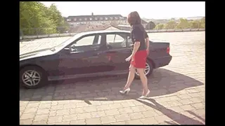 Driving and smashing the carpedals in 5inch high heels