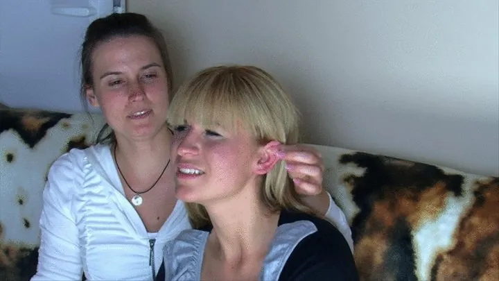 Ear - Natalia Klaudia Weronika - 2 Clips - Blonde Vs Brunette In Ear Pulling - MIX