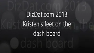 Kristens feet on the dash board