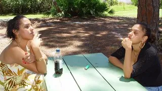 Fun at the beach (two girl smoke)