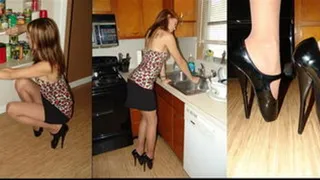 Doing chores in Panty hose and heels