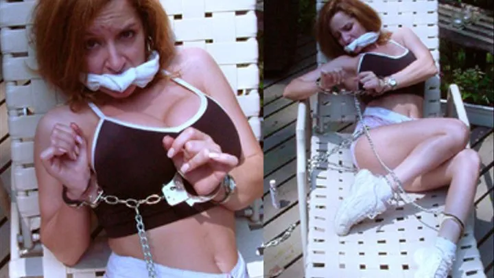 Toni's sunbathing bondage.Part 1