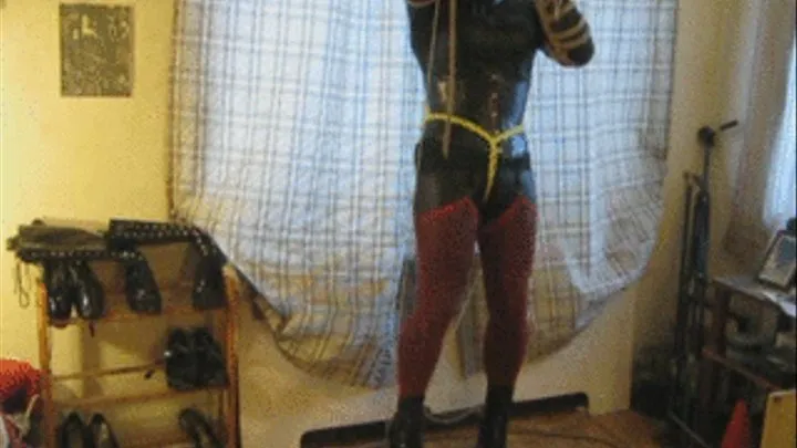 Self Bound & Blindfolded in Catsuit