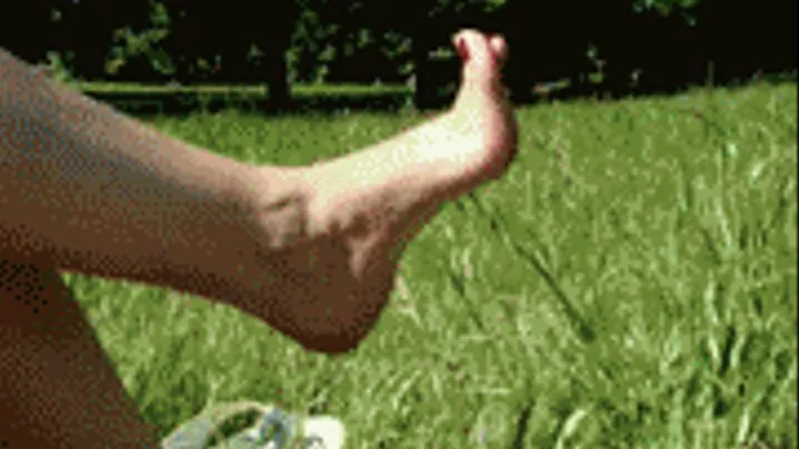 ff-Bare Feet Green Flip-Flops on grass - 09