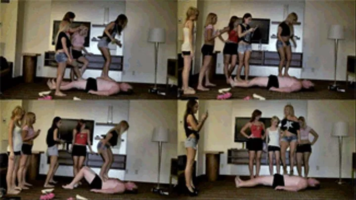 BP - 5 Girl Trample Party on a Fat Loser