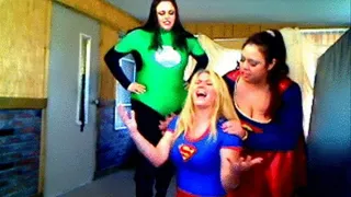 Two BBW superheroes beat and lift Super gurl!