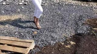 Mandy's Flip Flops Stuck in very sticky MUD