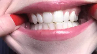 Chewing Gummy Bears With Sharp Teeth Close Up