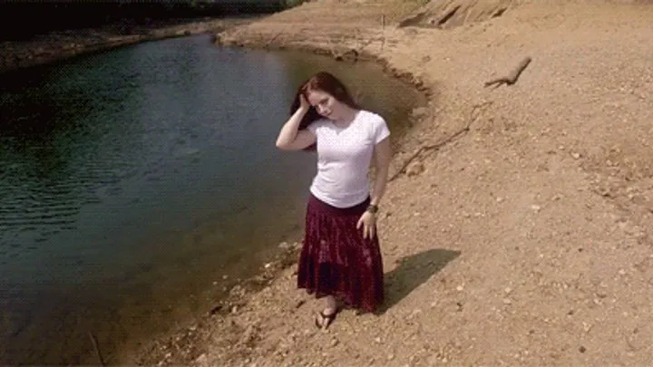 Wetlook Underwater in white tshirt & maxi skirt