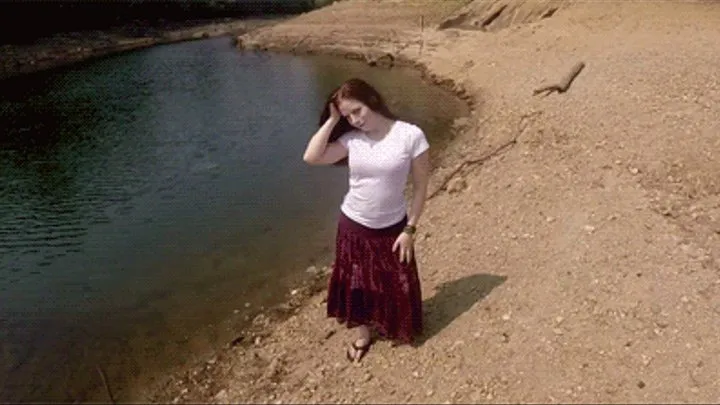 Wetlook Underwater in white tshirt & maxi skirt