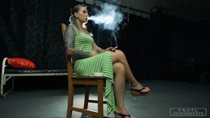 Smoking in summer dress