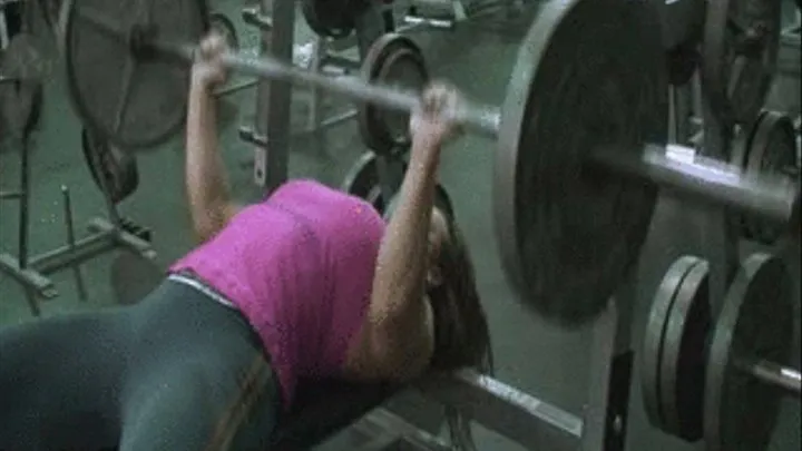 Amber Bench Pressing 135, 185 and 25 Pounds