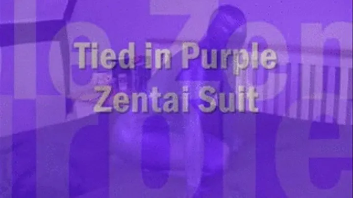 Hogtied in purple Zentai suite