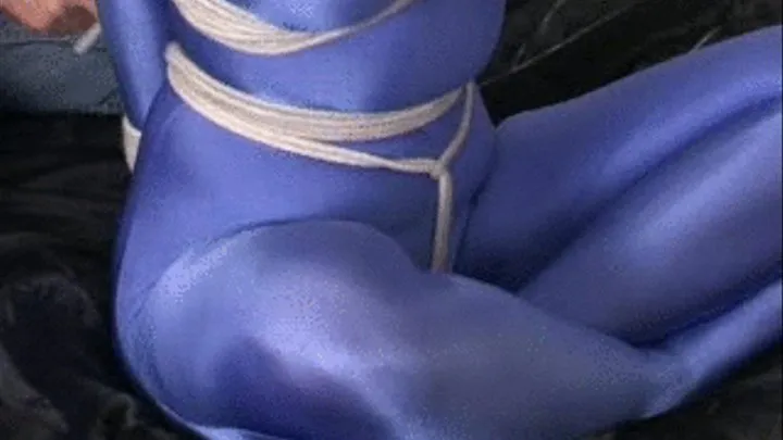 Blue Zentai Catsuit tied part 4