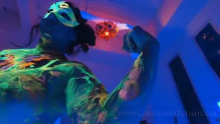 Amazon Amber dominates her neon slave--Pt 4